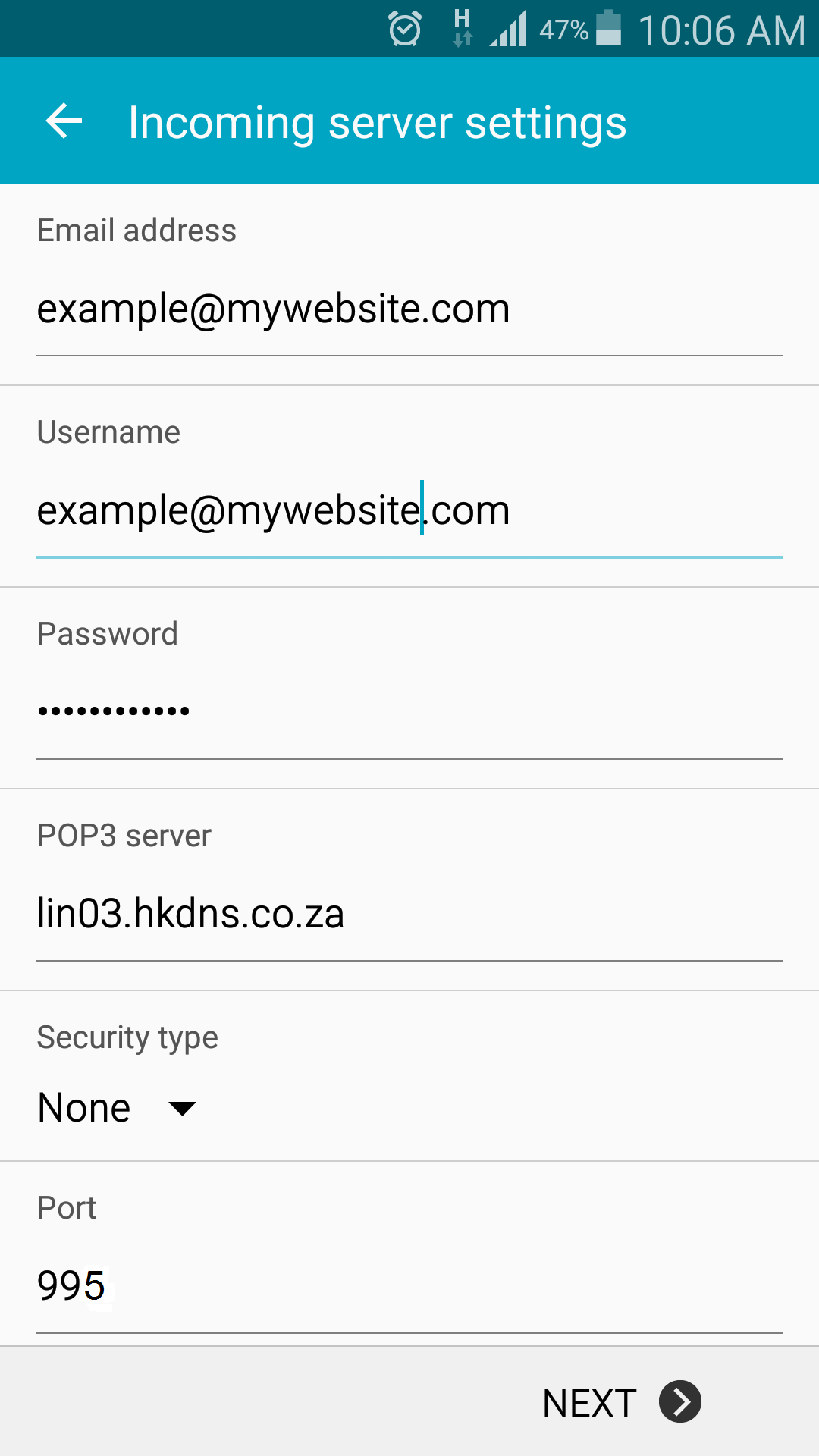 E-mail address and Password